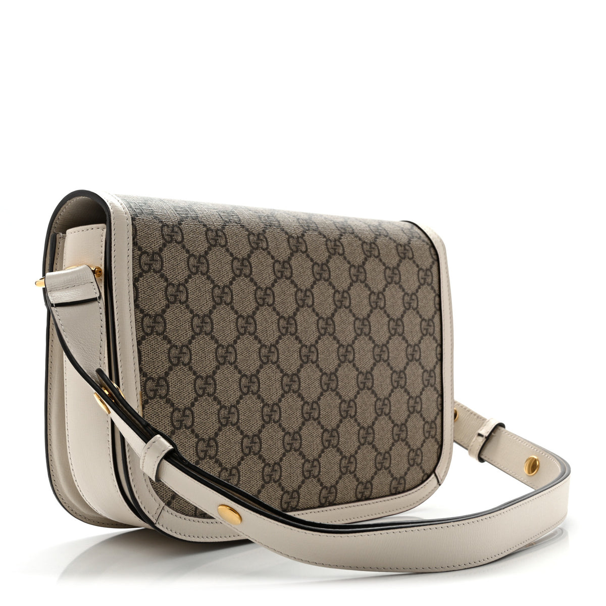 GG Supreme Monogram Horsebit 1955 Shoulder Bag Beige Mystic White