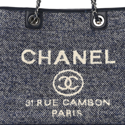 Chanel Mixed Fibers Calfskin Small Deauville Tote Blue 7 of 9