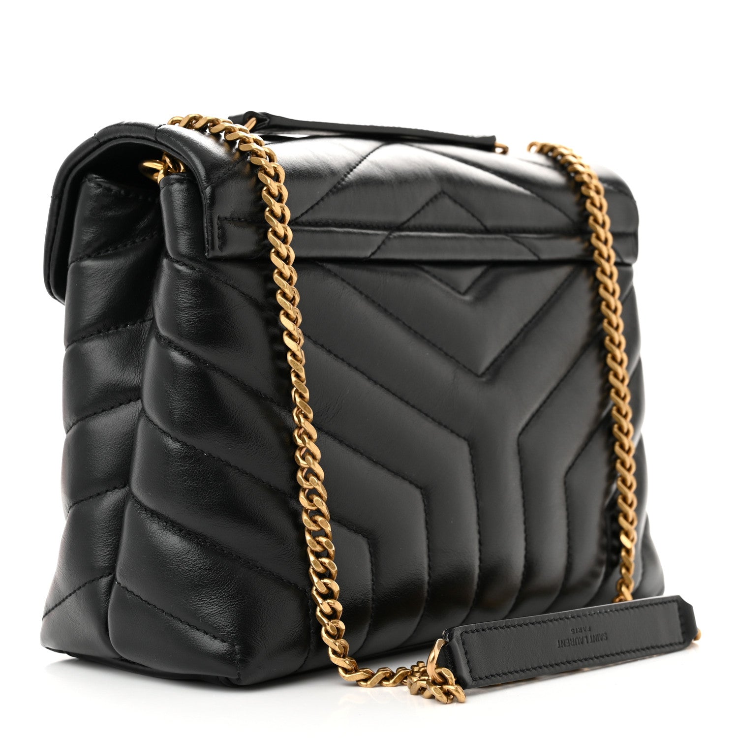Saint Laurent Calfskin Y Quilted Monogram Small Loulou Chain Satchel Black 3 of 12