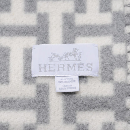 Hermes Wool Cashmere Signature Avalon Terre d'H Blanket Grey 4 of 4