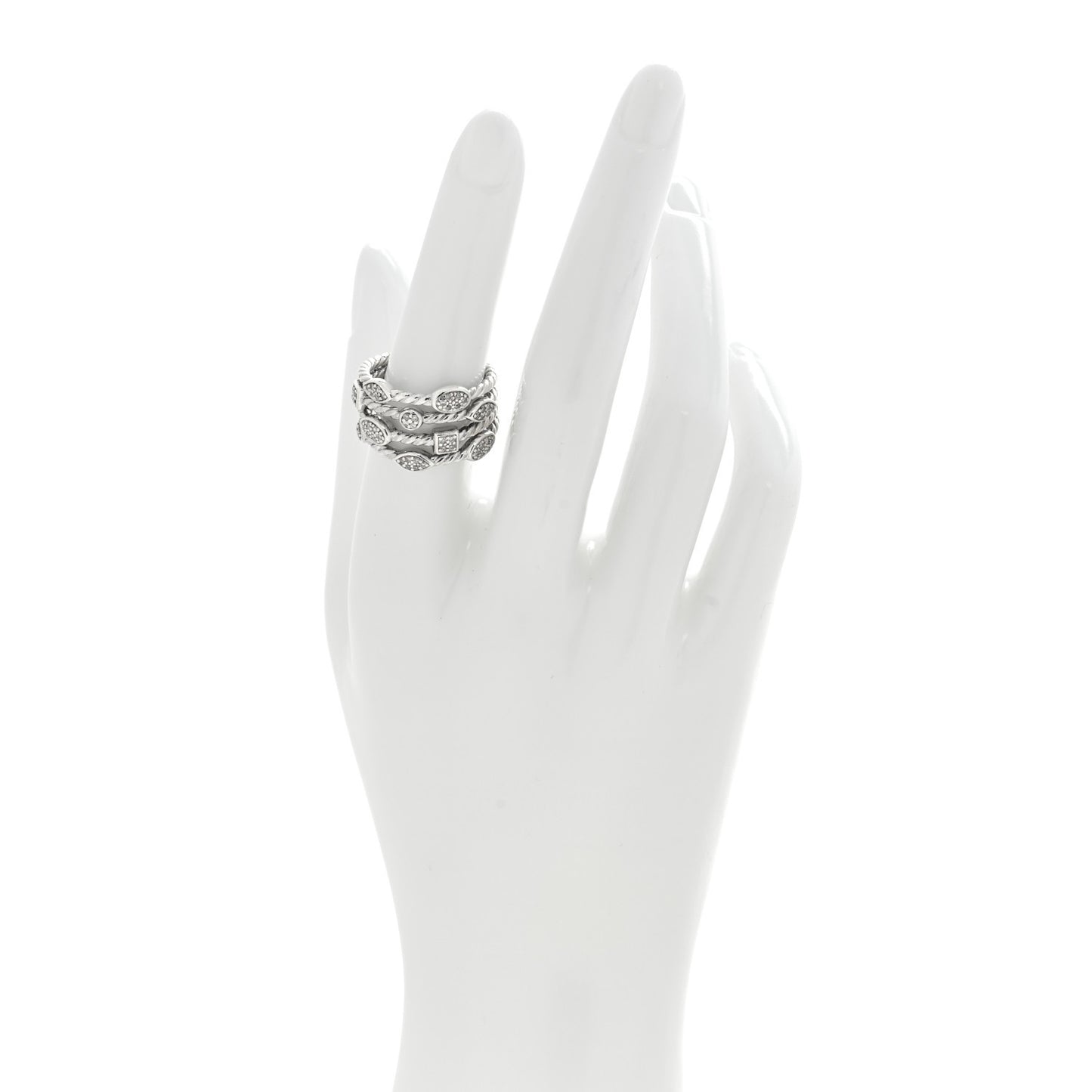 Sterling Silver Diamond Confetti 4 Row Ring 54 7