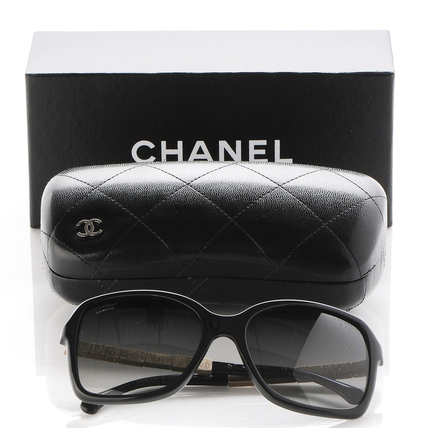 Baguette Crystal Polarized Square Sunglasses 5308-B Black
