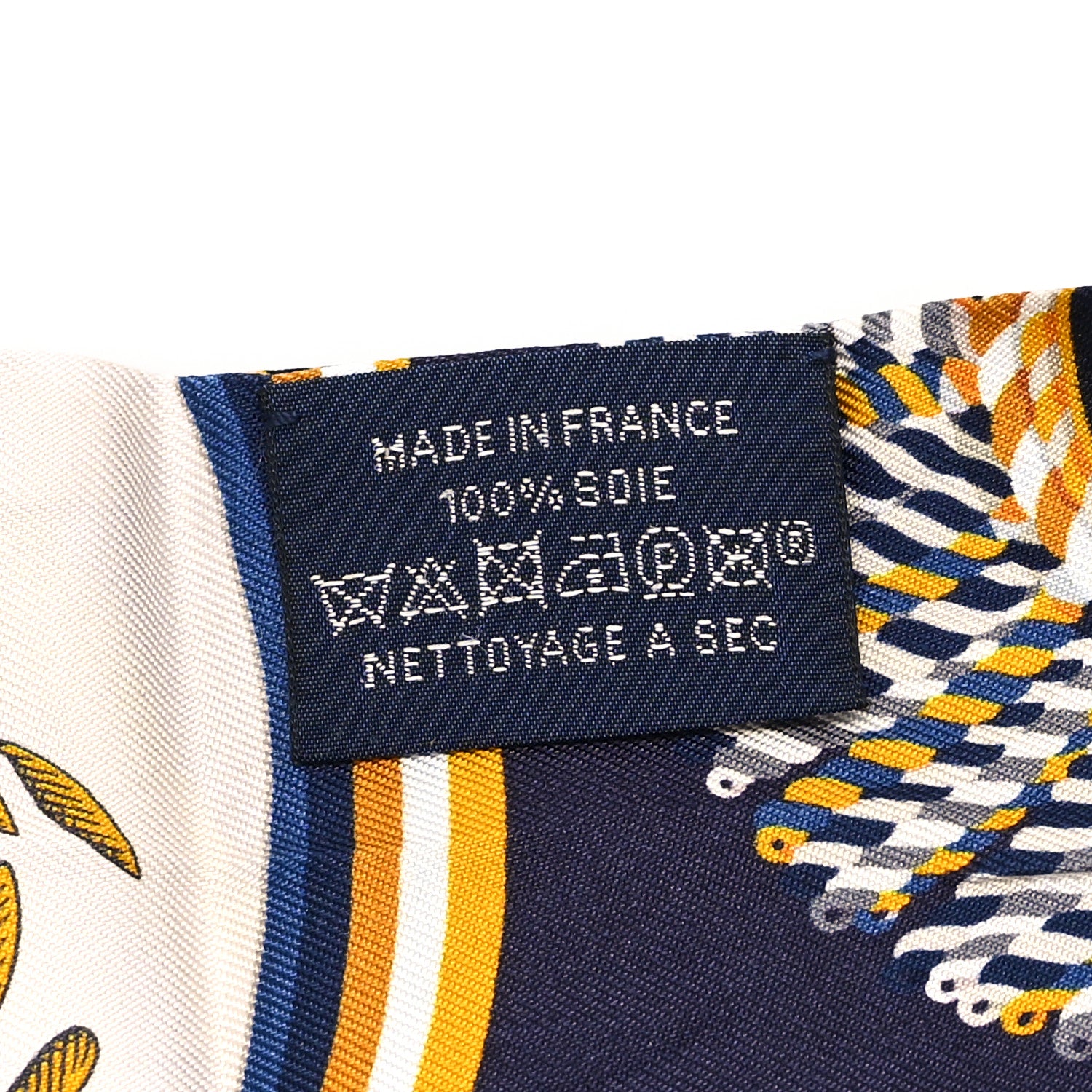 Hermes Silk Epaulettes De Gala Twilly Marine Gold White 3 of 4