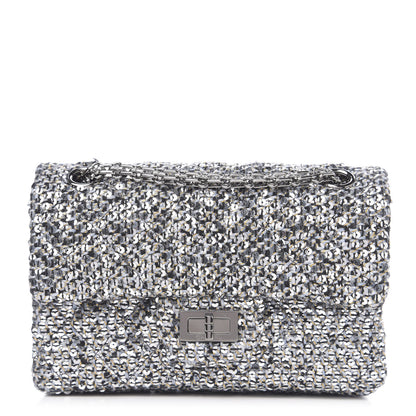 Chanel Tweed Quilted 2.55 Reissue Mini Flap Silver Black Gold 1 of 10