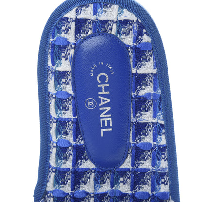 Chanel Tweed CC Flat Mules M Blue 7 of 8