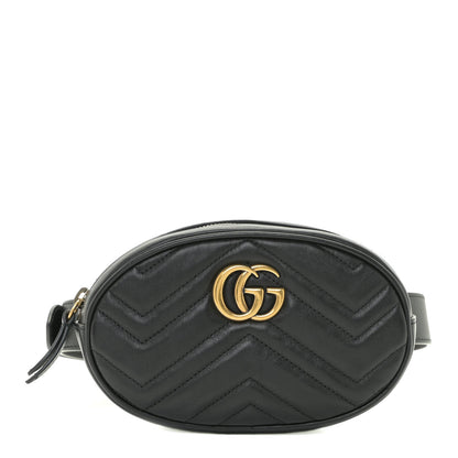 Gucci Calfskin Matelasse GG Marmont Belt Bag 65 26 Black 1 of 10