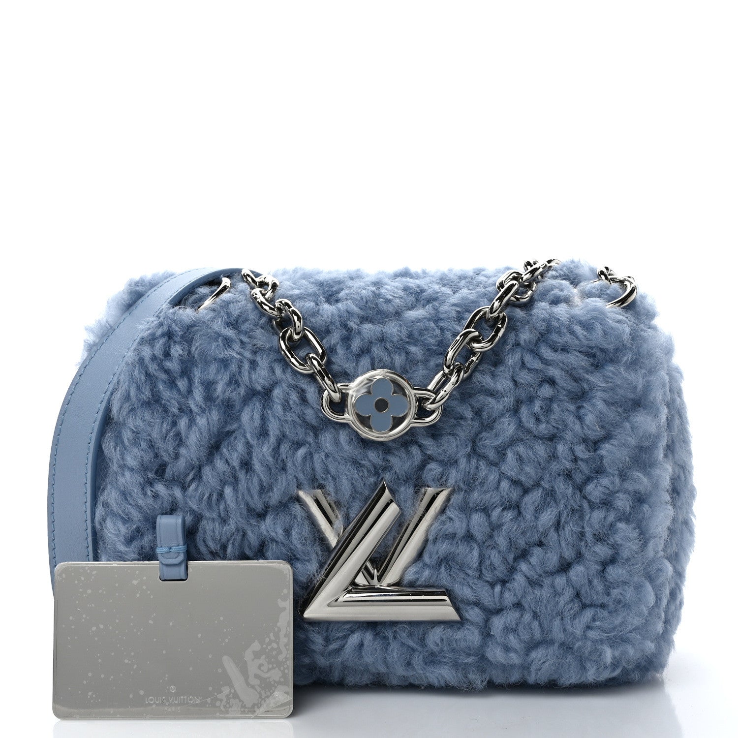 Louis Vuitton Shearling Twist Shoulder Bag MM Blue 1447812