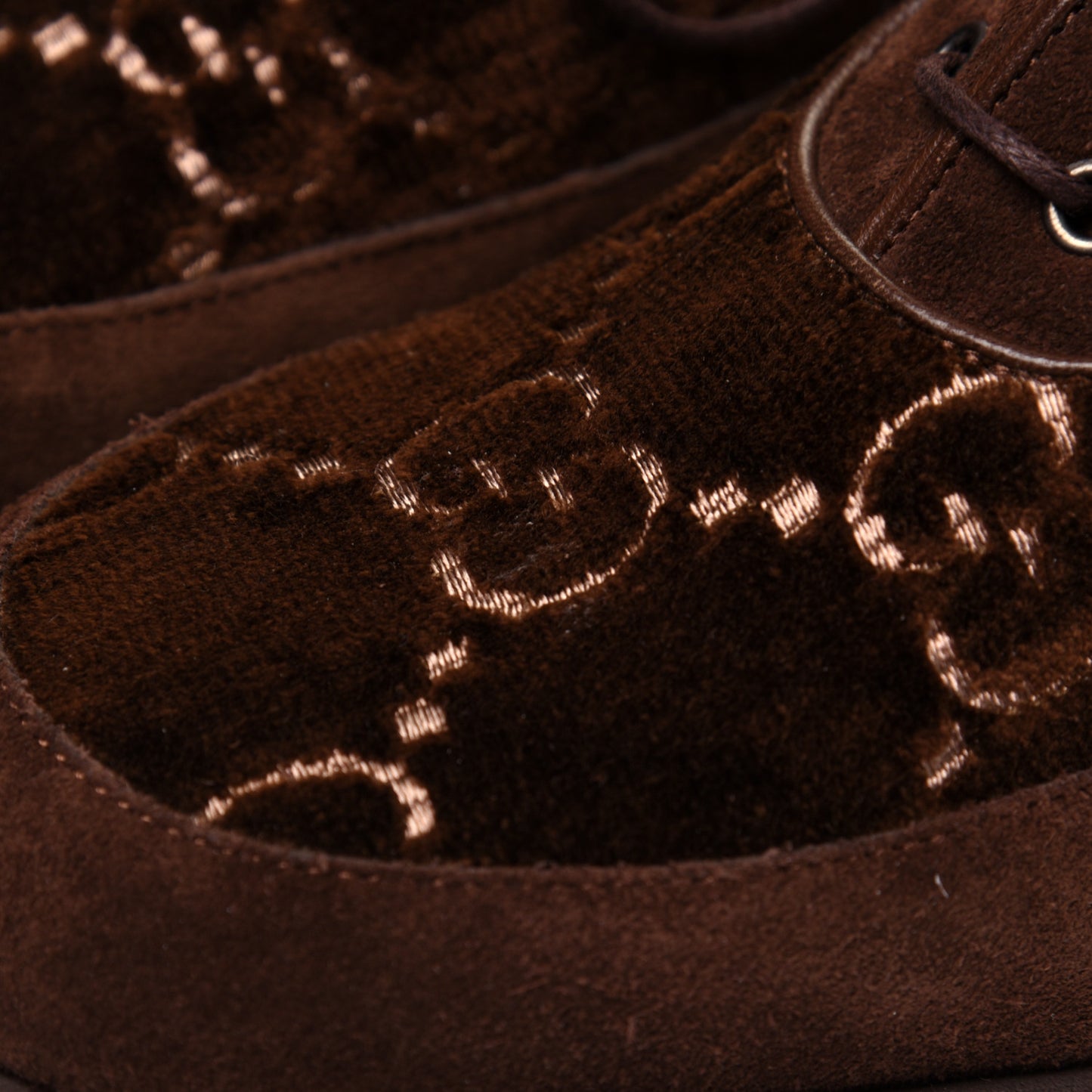 Velvet GG Monogram Thompson Derby Loafers 38.5 Vintage Cocoa Brown