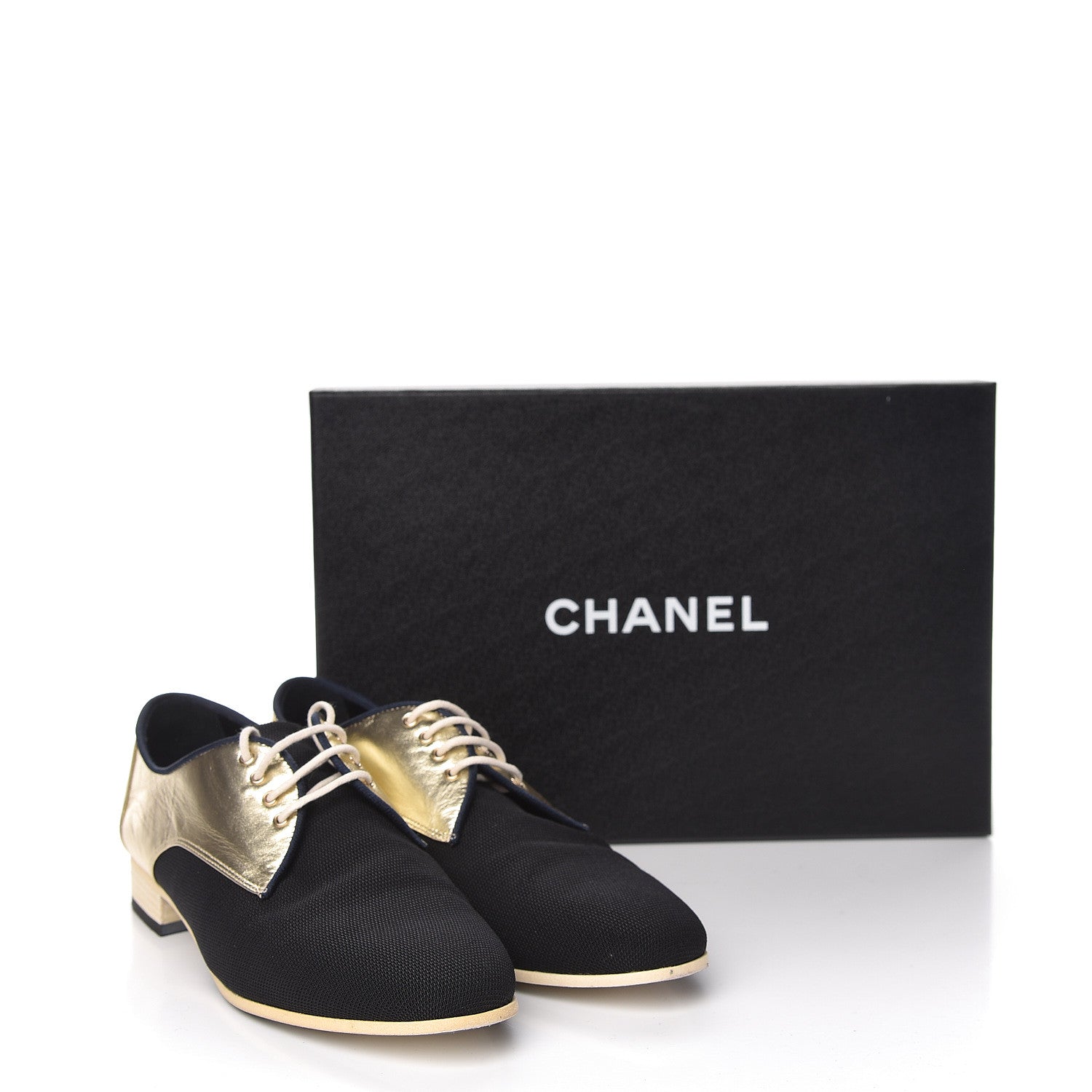Chanel Metallic Lambskin CC Lace Up Oxfords 38 Dark Gold 17 of 17
