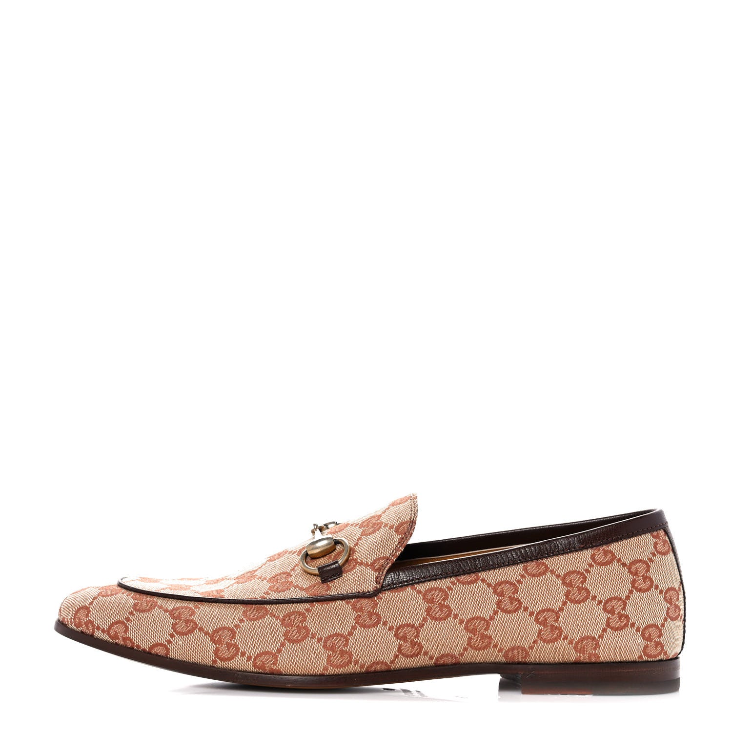 Gucci Canvas GG Monogram Horsebit Mens Jordaan Loafers 8 Beige Ruggine Light Brown 1 of 9