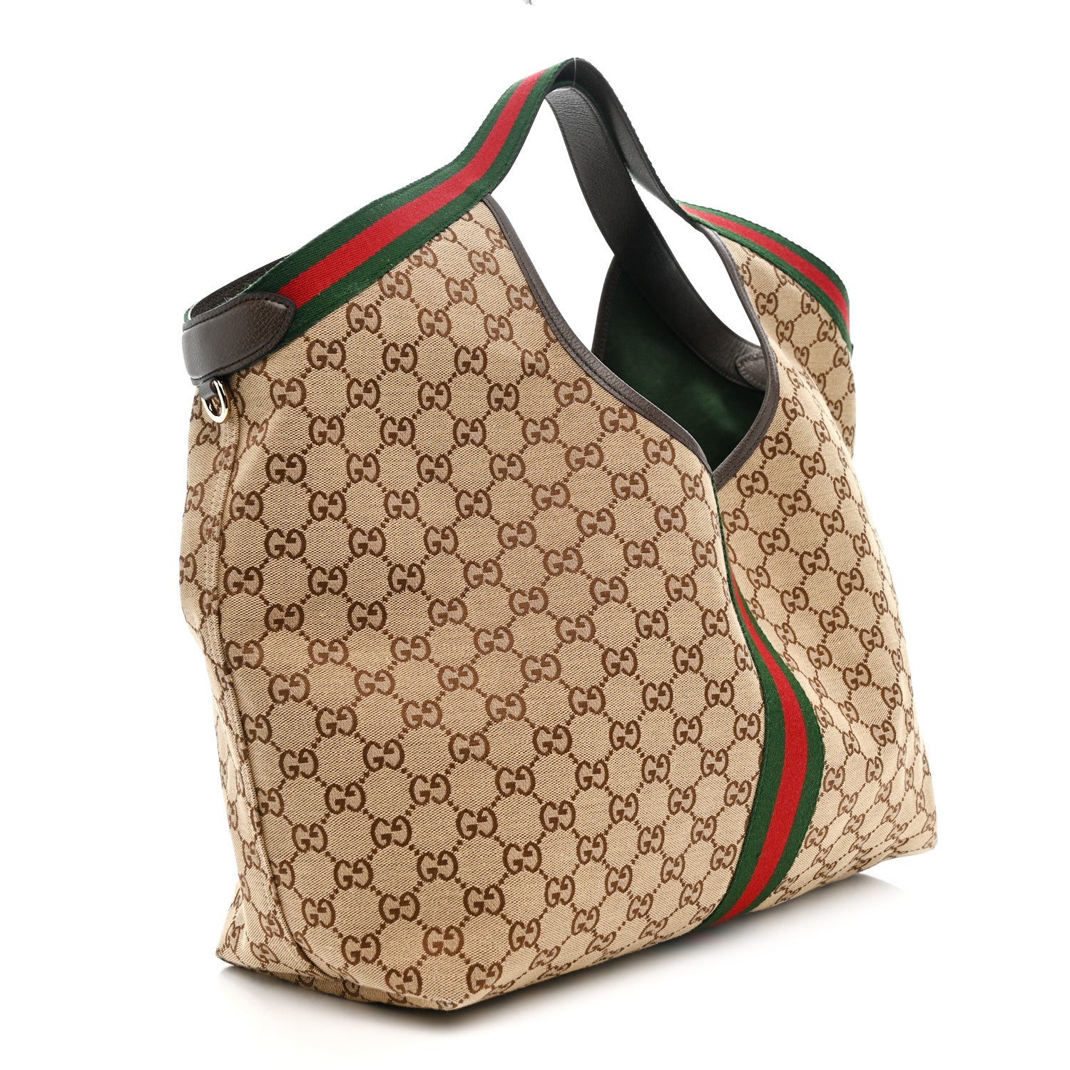 Gucci GG Monogram Web Large Giglio Tote Beige Brown 3 of 9
