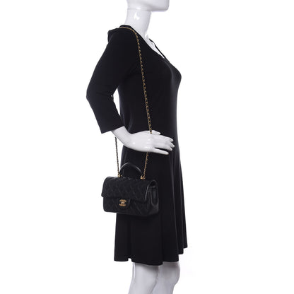 Chanel Lambskin Quilted Mini Top Handle Rectangular Flap Black 2 of 11