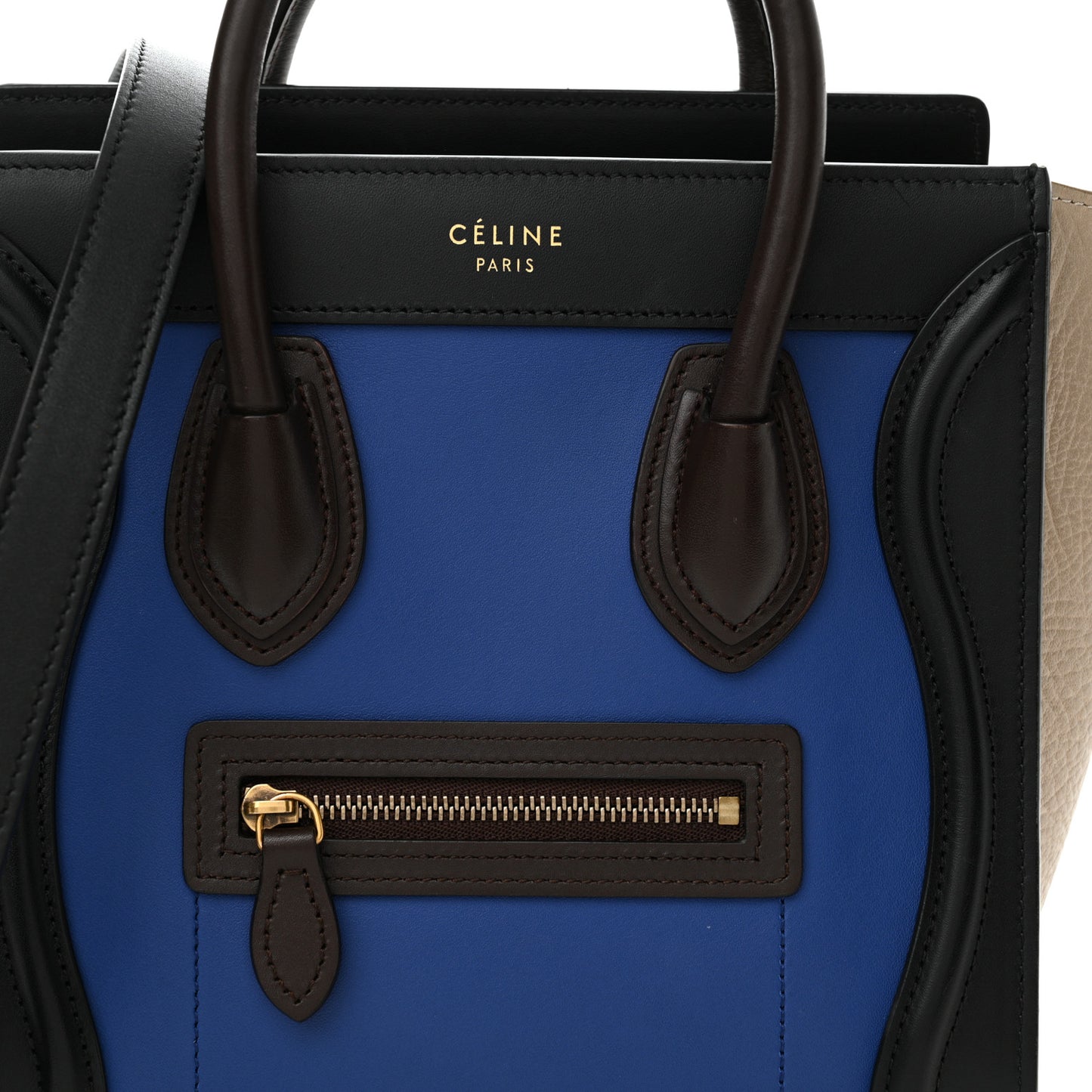 Smooth Calfskin Bullhide Nano Tri-Color Luggage Indigo