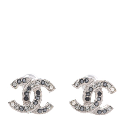 Chanel Crystal CC Earrings Silver Grey 1 of 5