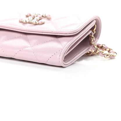 Chanel Caviar Quilted Coco Candy Card Holder On Chain Light Pink 11 of 12