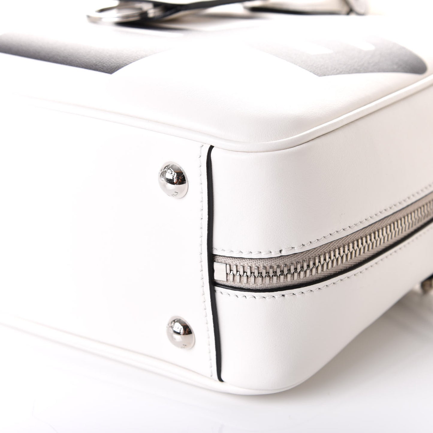 City Calfskin Racing Logo Bowler White Black