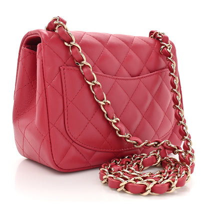 Chanel Lambskin Quilted Mini Square Flap Dark Pink 3 of 10