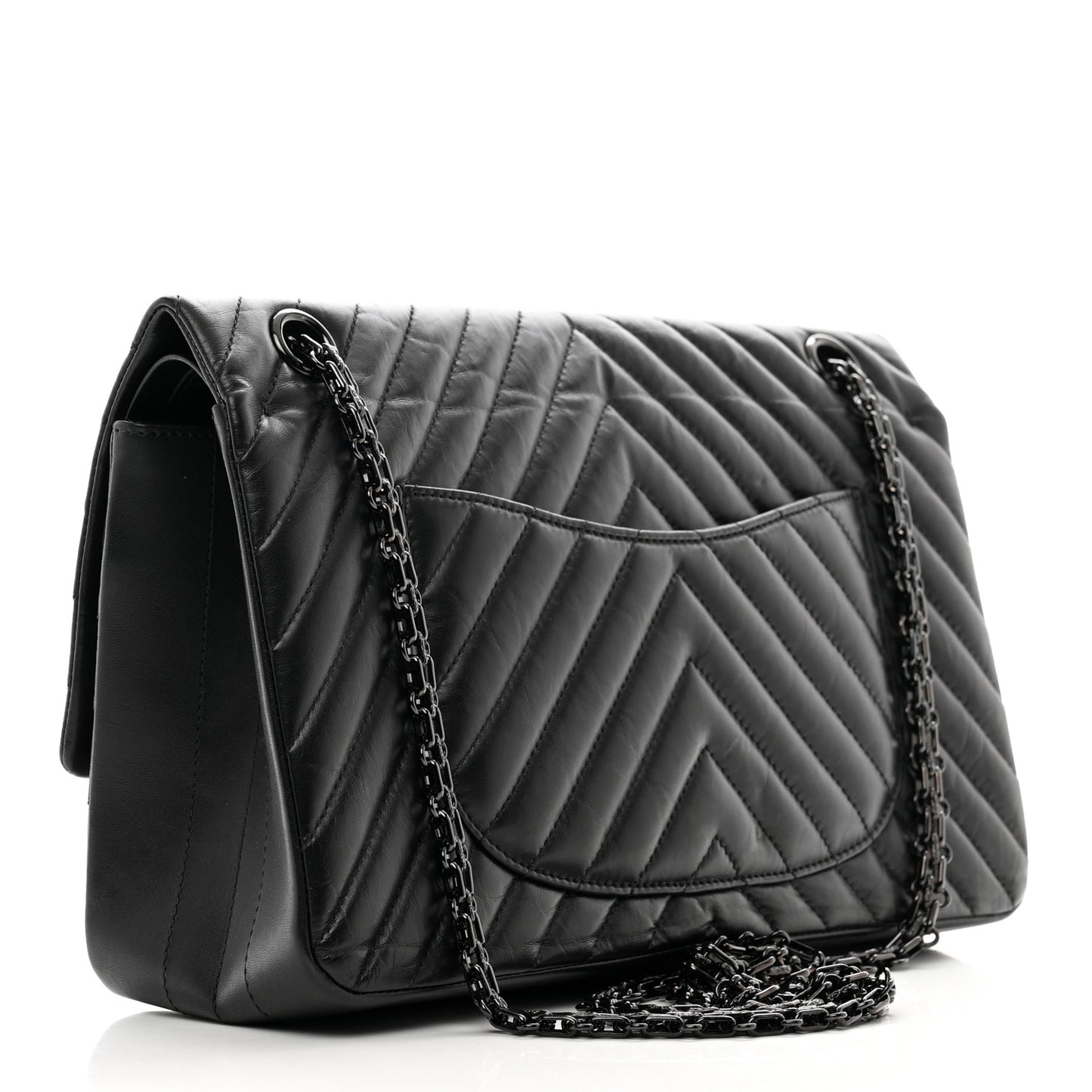 Aged Calfskin Chevron Quilted 2.55 Reissue 226 So Black