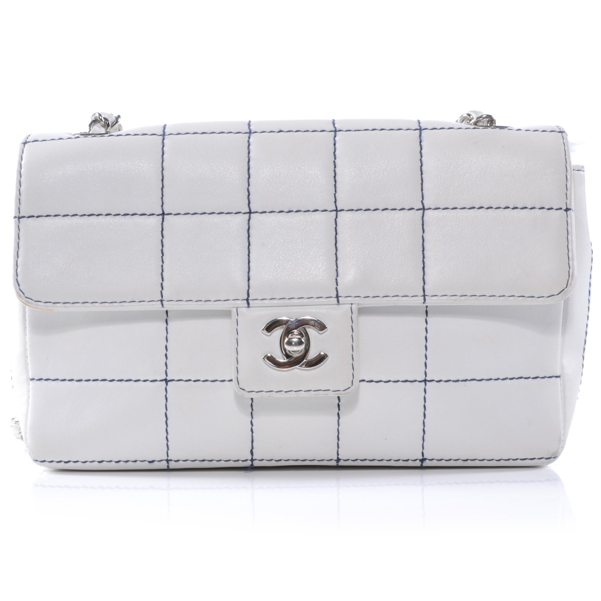 Chanel Lambskin Contrast Stitch Medium Flap White 1 of 10