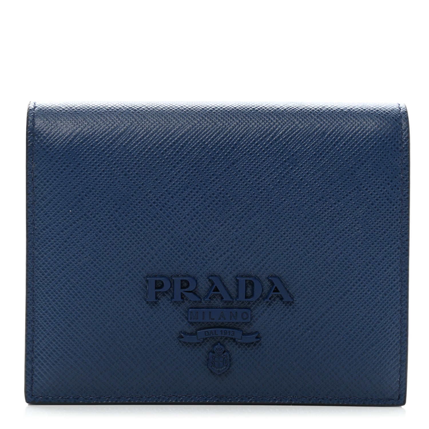 Prada Saffiano Shine Monochrome Bi-Fold Wallet Bleuette 1 of 7