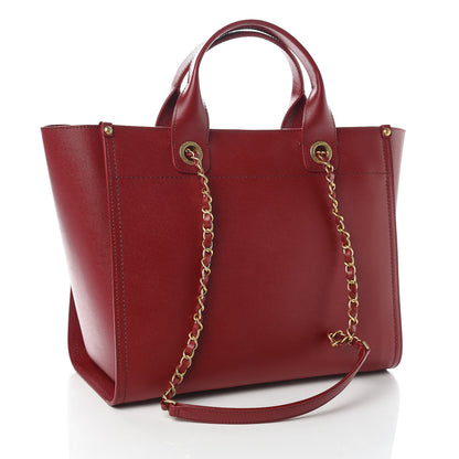 Chanel Caviar Small Studded Deauville Tote Burgundy 3 of 10