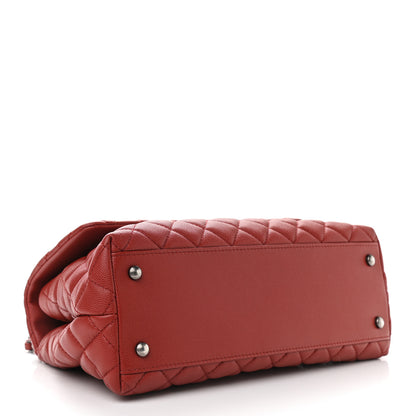 Chanel Caviar Quilted Small Coco Handle Flap Red 4 of 11