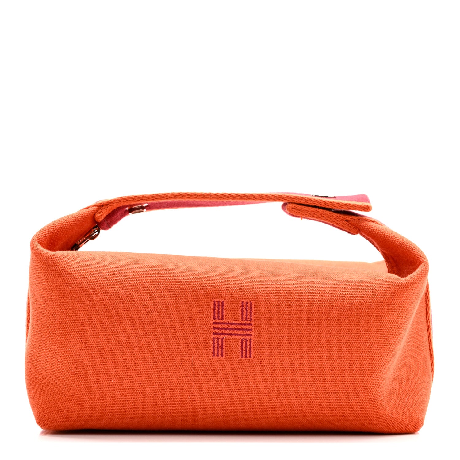 Hermes Canvas Small Bride-A-Brac Pouch Orange Burgundy 1 of 10