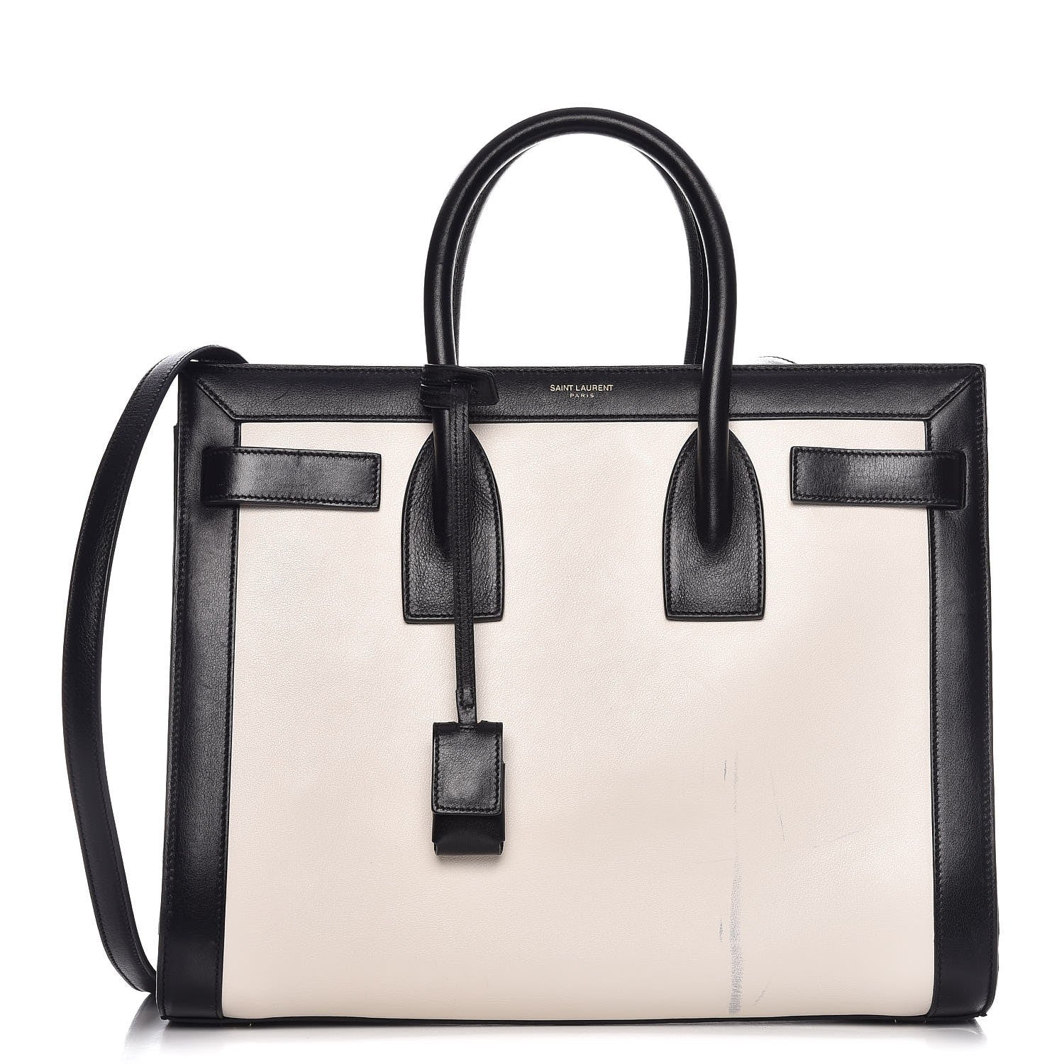 Saint Laurent Calfskin Bicolor Small Sac De Jour White Black 1 of 10