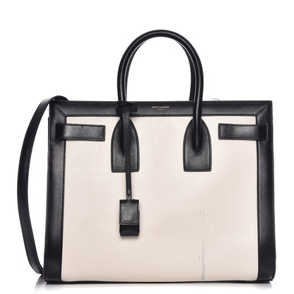 Saint Laurent Calfskin Bicolor Small Sac De Jour White Black 1 of 10
