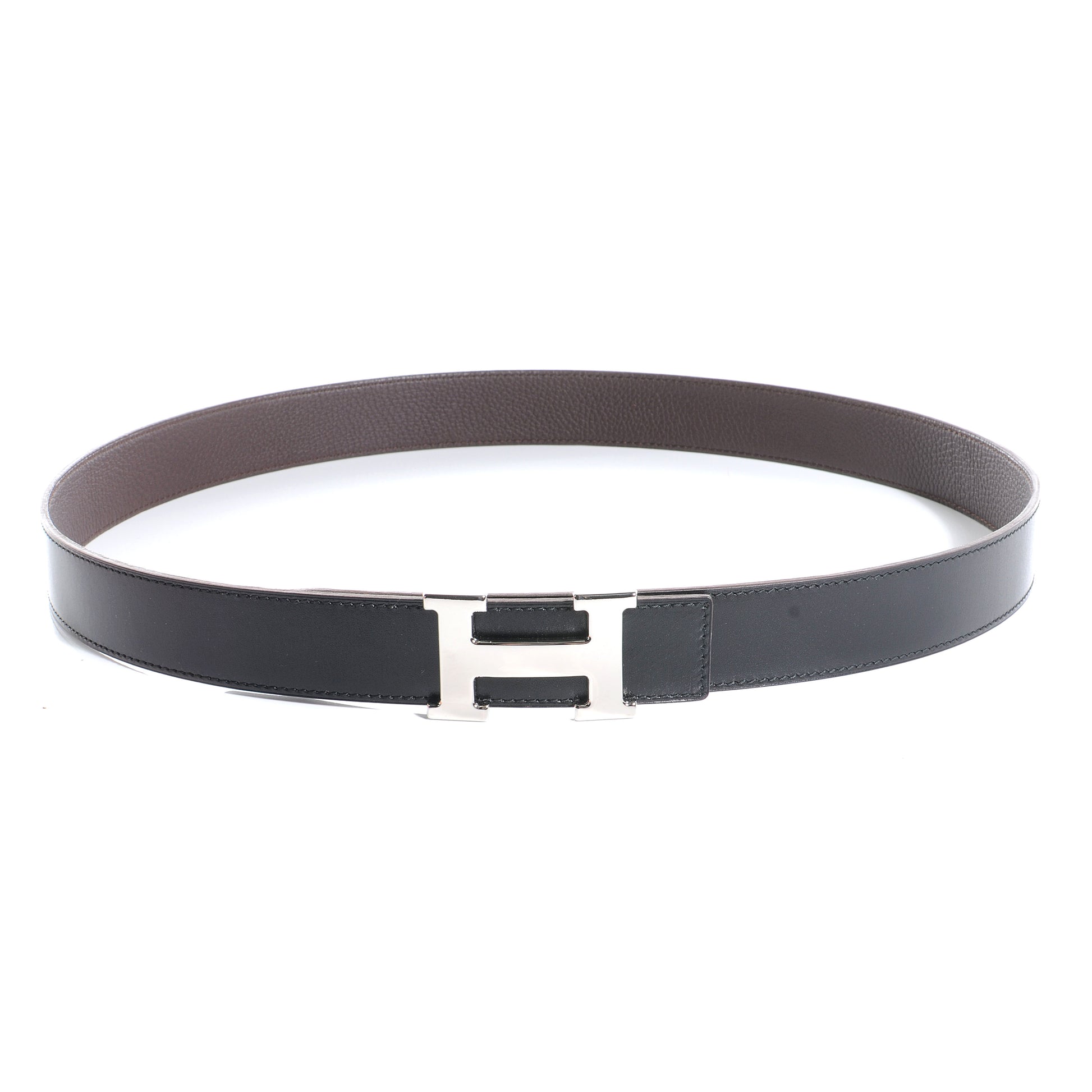Hermes Box Clemence Reversible Constance 32mm H Belt Strap 100 Cafe Black 1 of 6