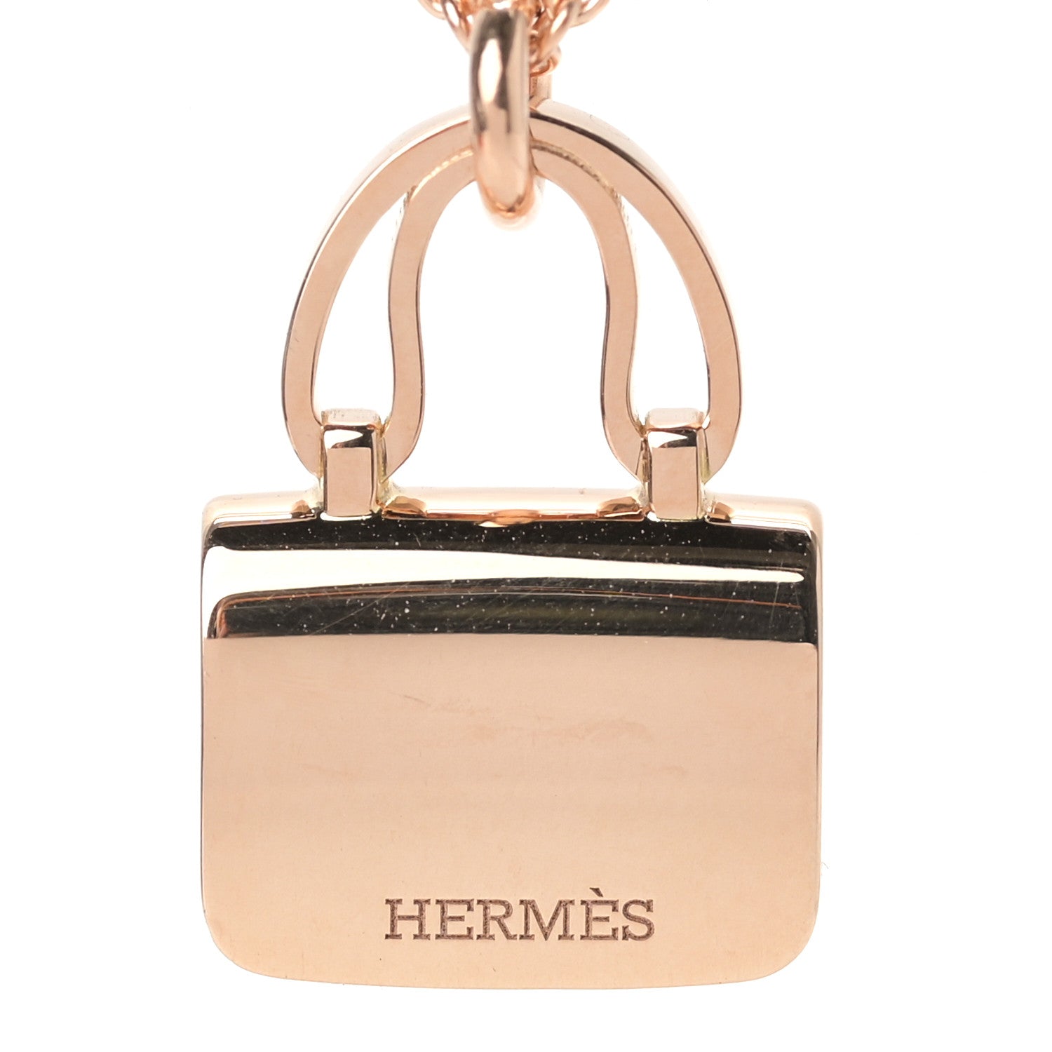 Hermes 18K Rose Gold Diamond Constance Amulettes Pendant Necklace 4 of 6