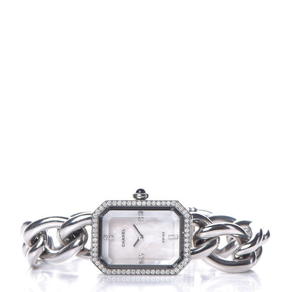 Chanel Stainless Steel Diamond Bezel Mother of Pearl 16mm Chain Premiere Quartz Watch S 3 of 6