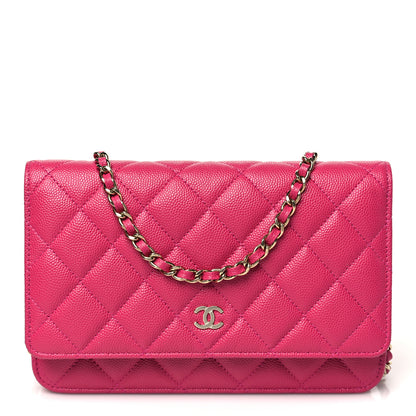 Chanel Caviar Quilted Wallet on Chain WOC Fuchsia 1 of 12