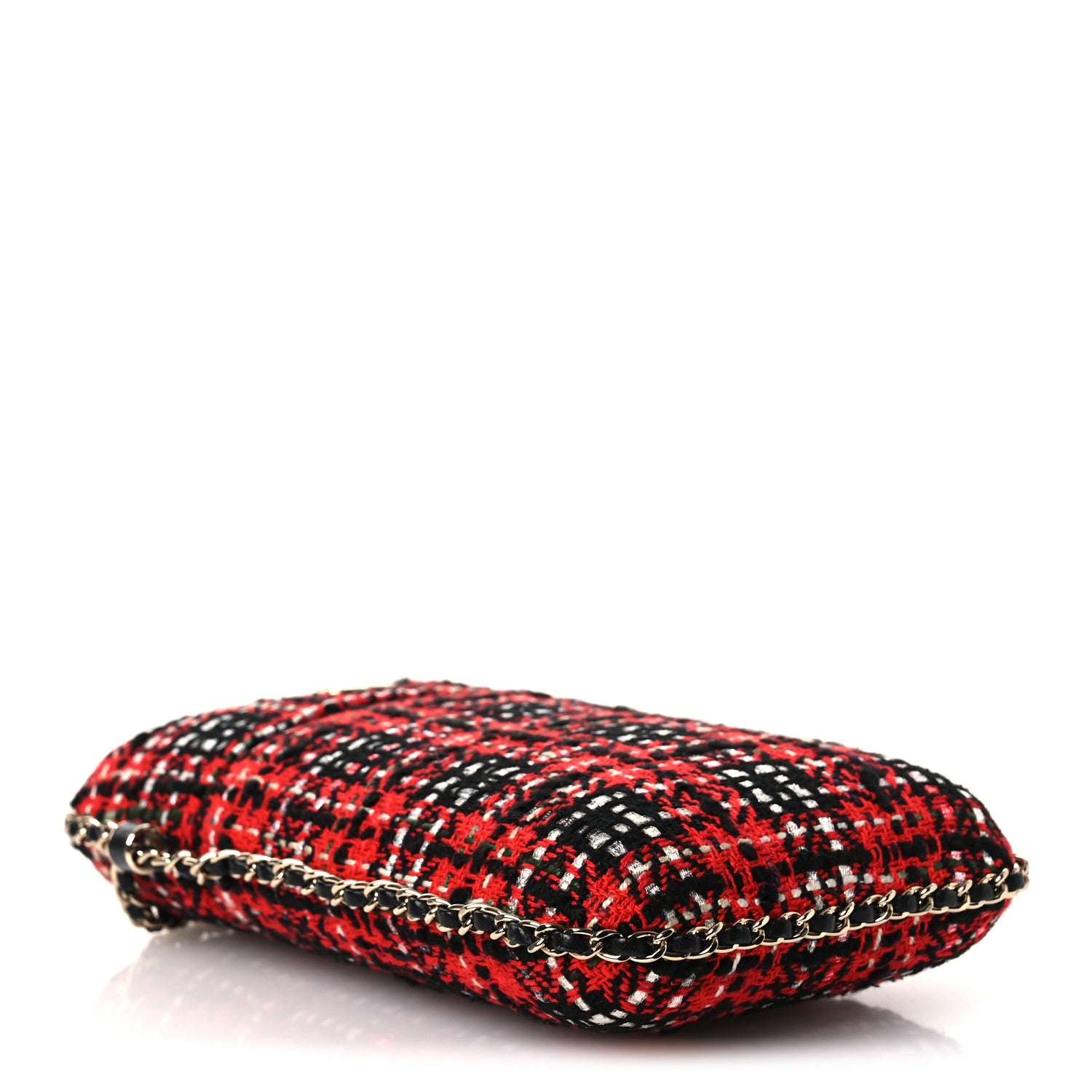 Chanel Tweed Chain Around Phone Holder Red Multicolor 1847724