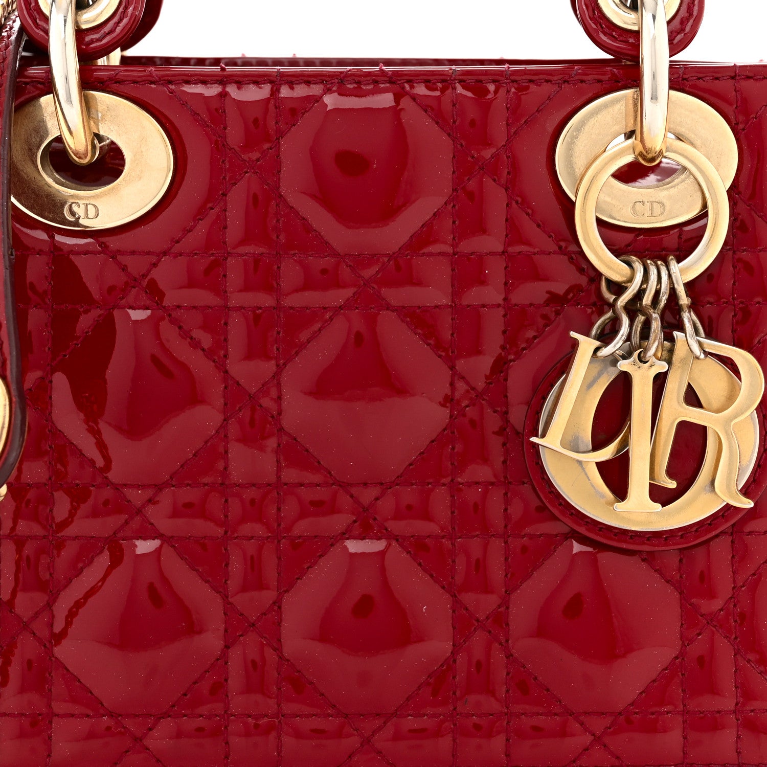 Christian Dior Patent Cannage Mini Lady Dior Red 8 of 10