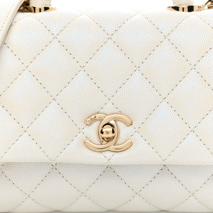 Chanel Iridescent Caviar Quilted Extra Mini Coco Handle Flap White 8 of 10
