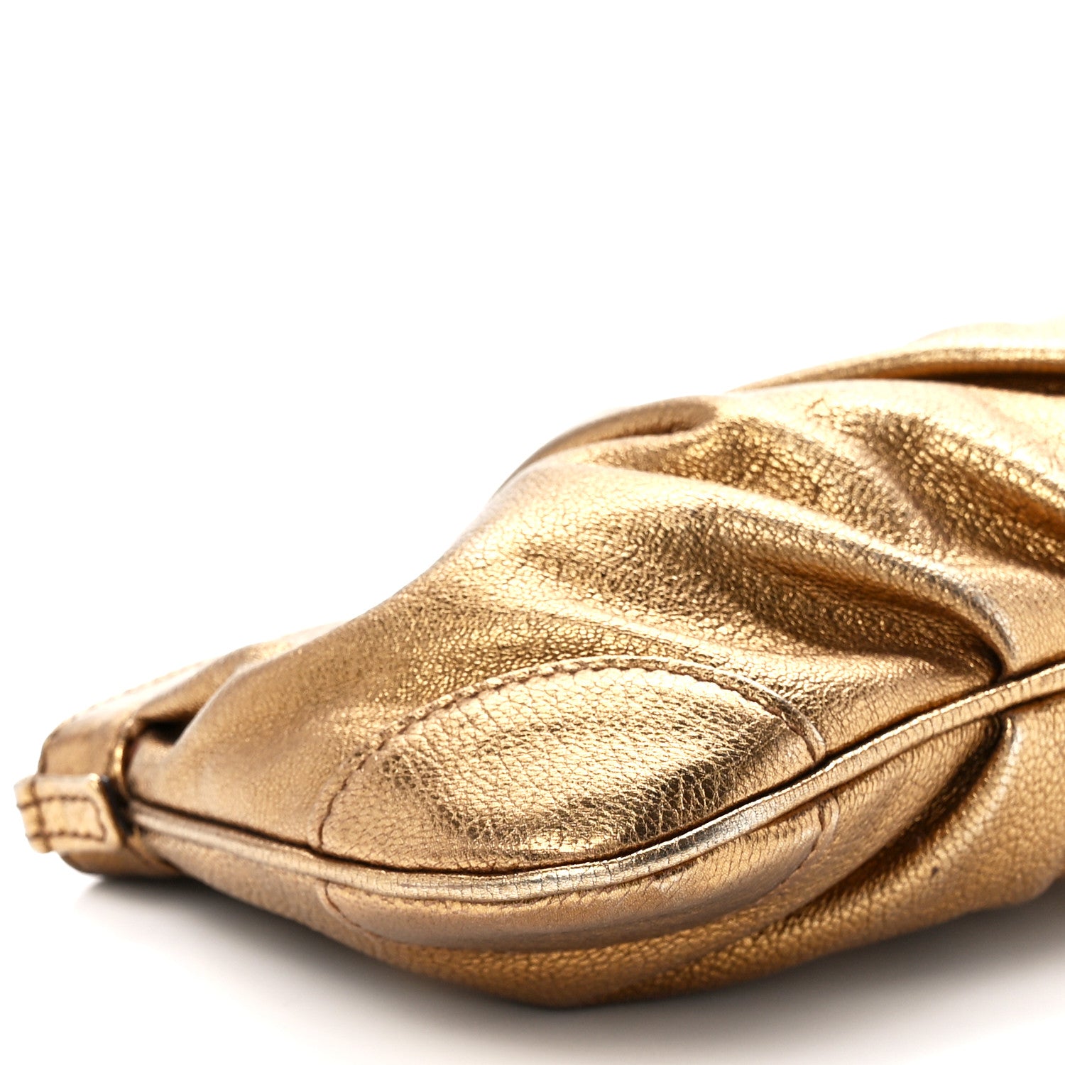 Salvatore Ferragamo Calfskin Chain Clutch Gold 10 of 11