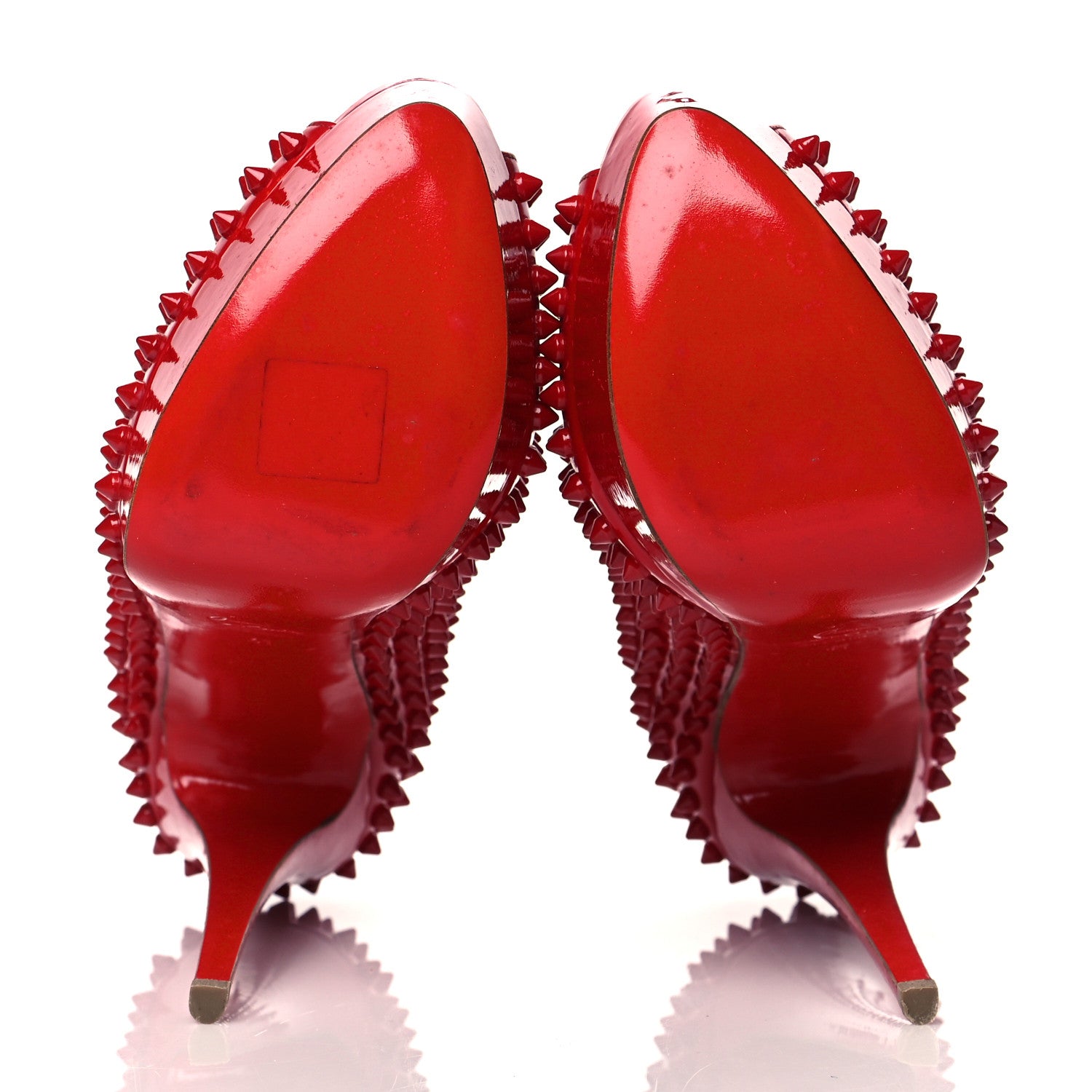 Christian Louboutin Patent Lady Peep Spikes VIP 150 Pumps 41 Red 6 of 10