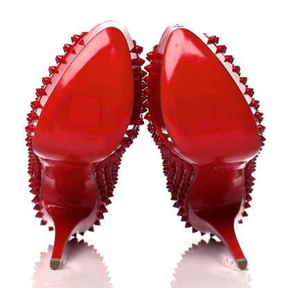 Christian Louboutin Patent Lady Peep Spikes VIP 150 Pumps 41 Red 6 of 10