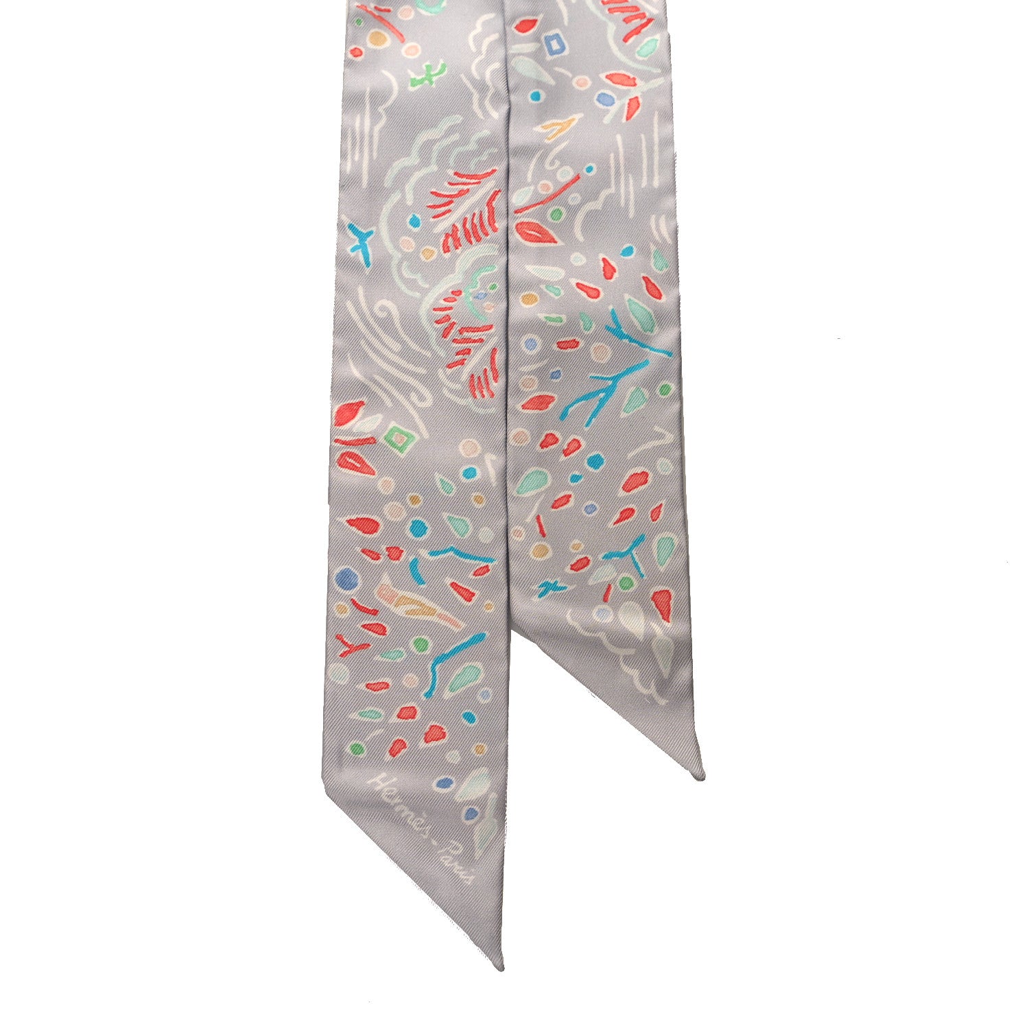 Hermes Silk Isola Di Primavera Twilly Gris Perle Grenadine 2 of 4