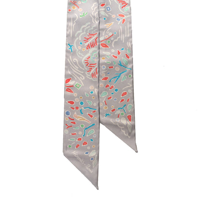 Hermes Silk Isola Di Primavera Twilly Gris Perle Grenadine 2 of 4