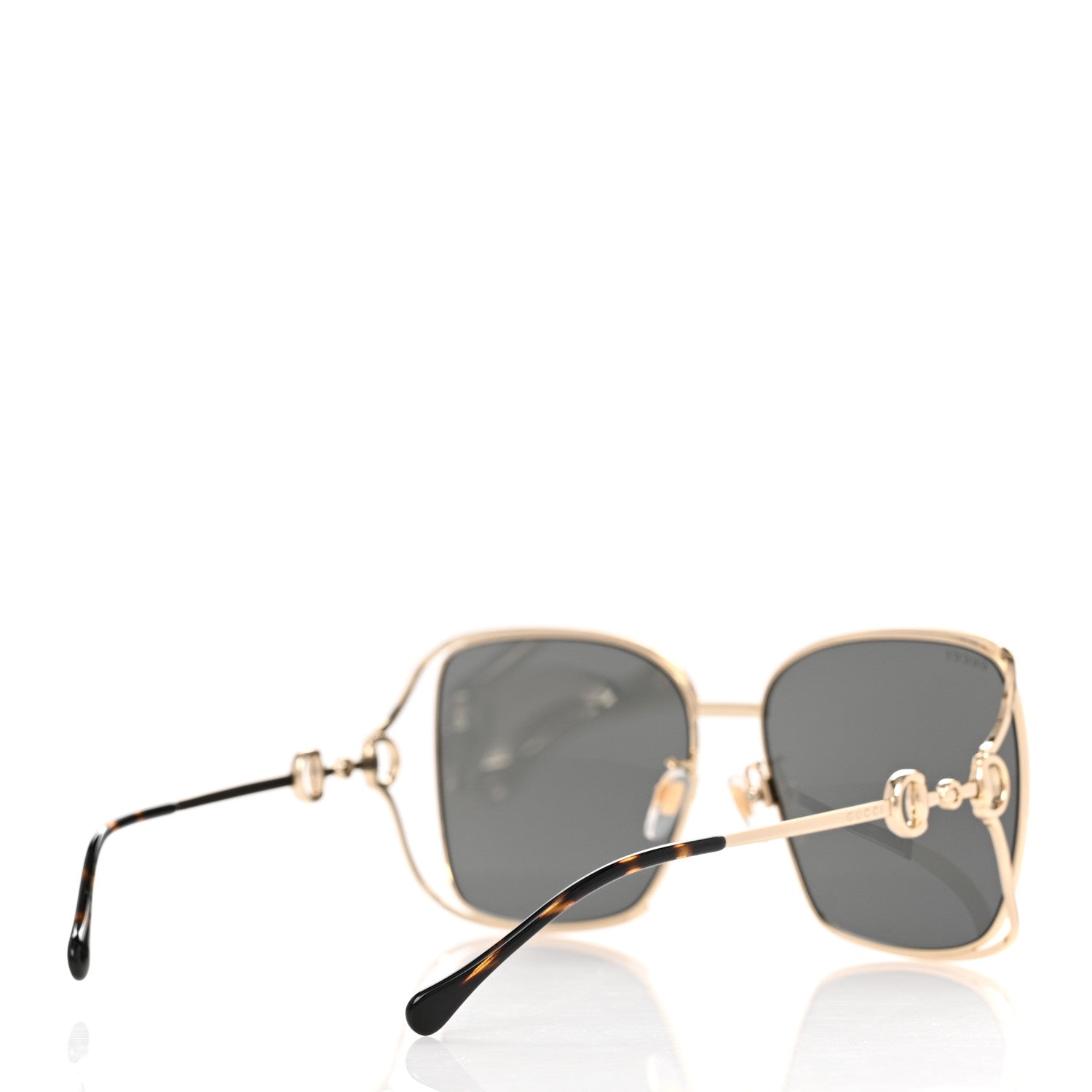 Gucci Horsebit Square Frame Sunglasses GG1020S Gold Grey 4 of 8