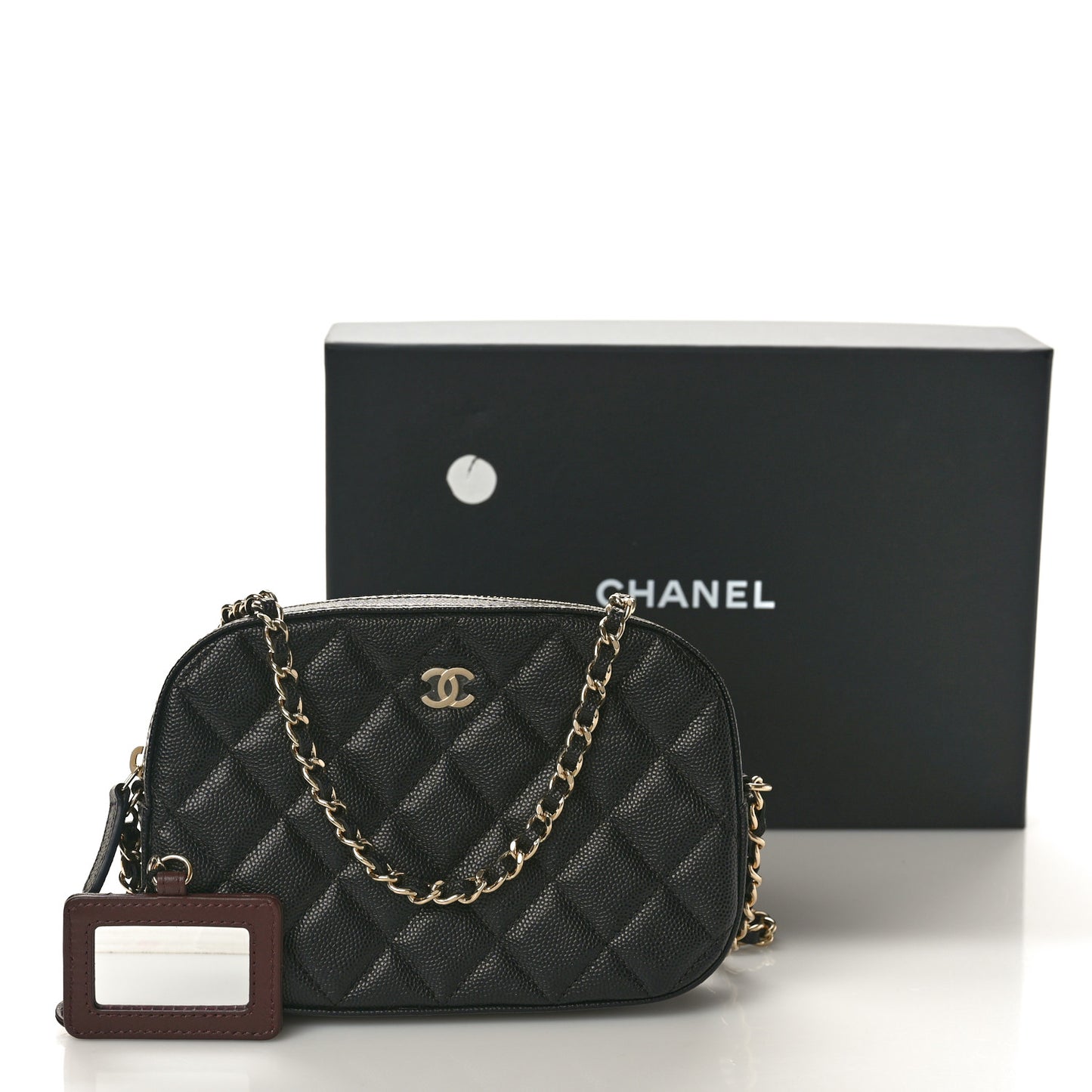 Caviar Quilted Vanity With Chain Black