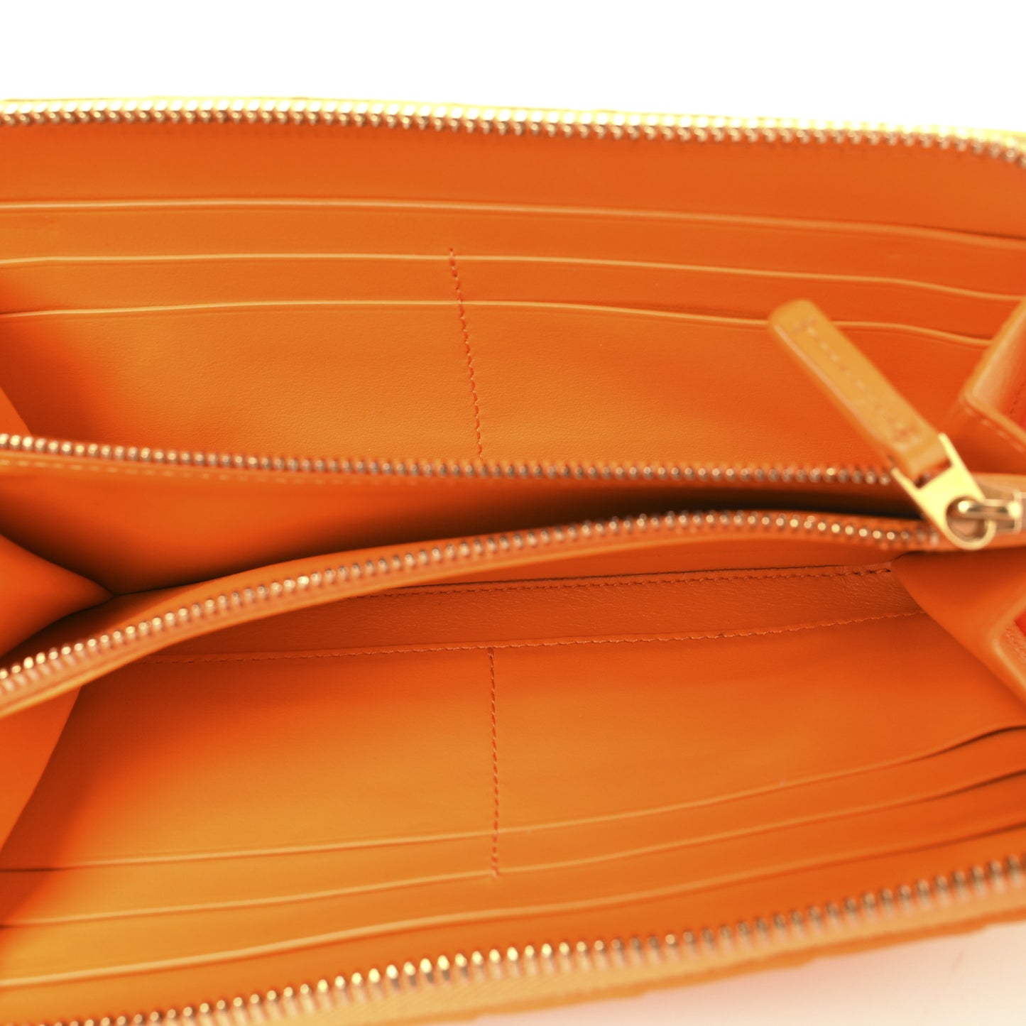 Nappa Intrecciato Zip Around Wallet Tangerine