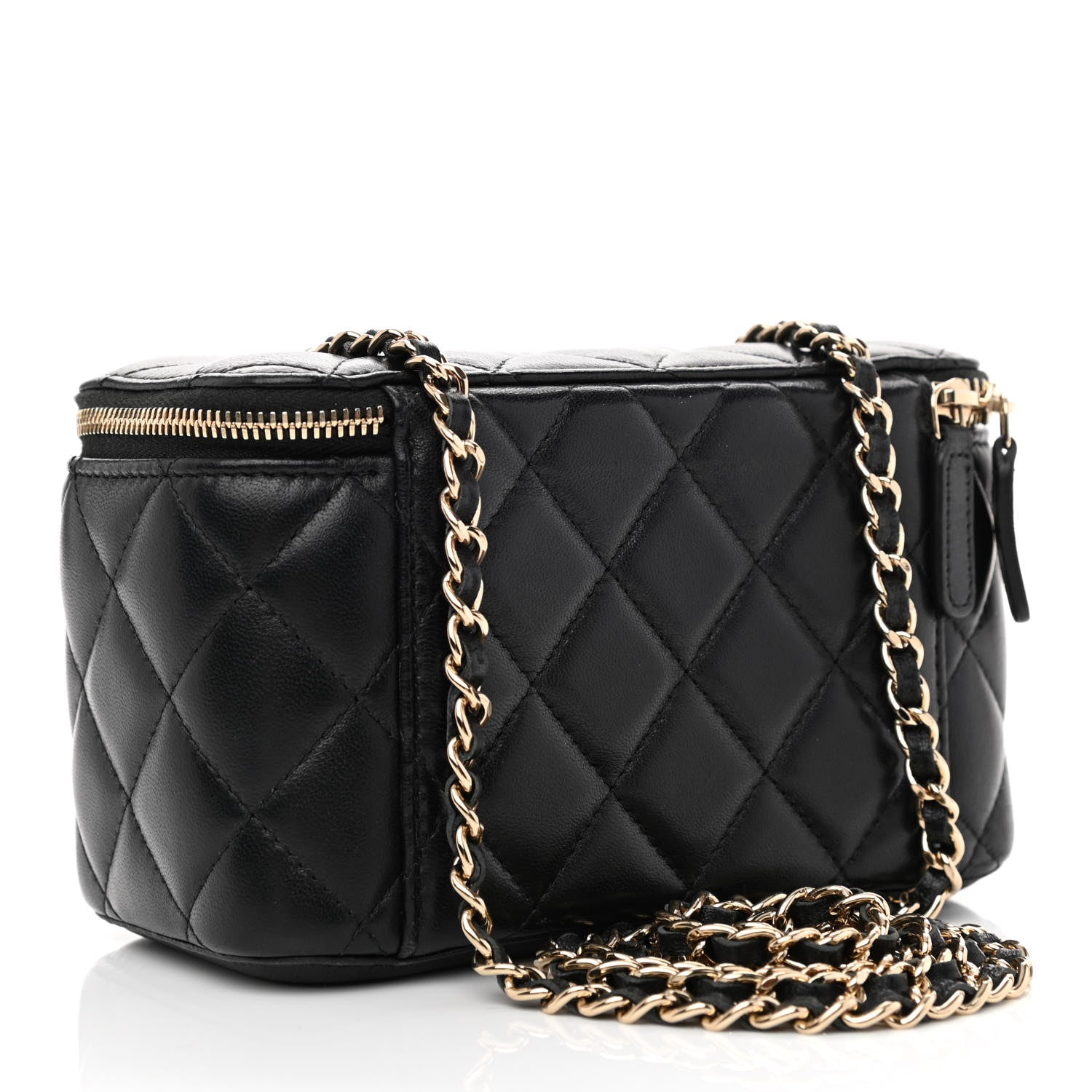 Chanel Lambskin Quilted Small Vanity Case With Chain Black 3 of 11