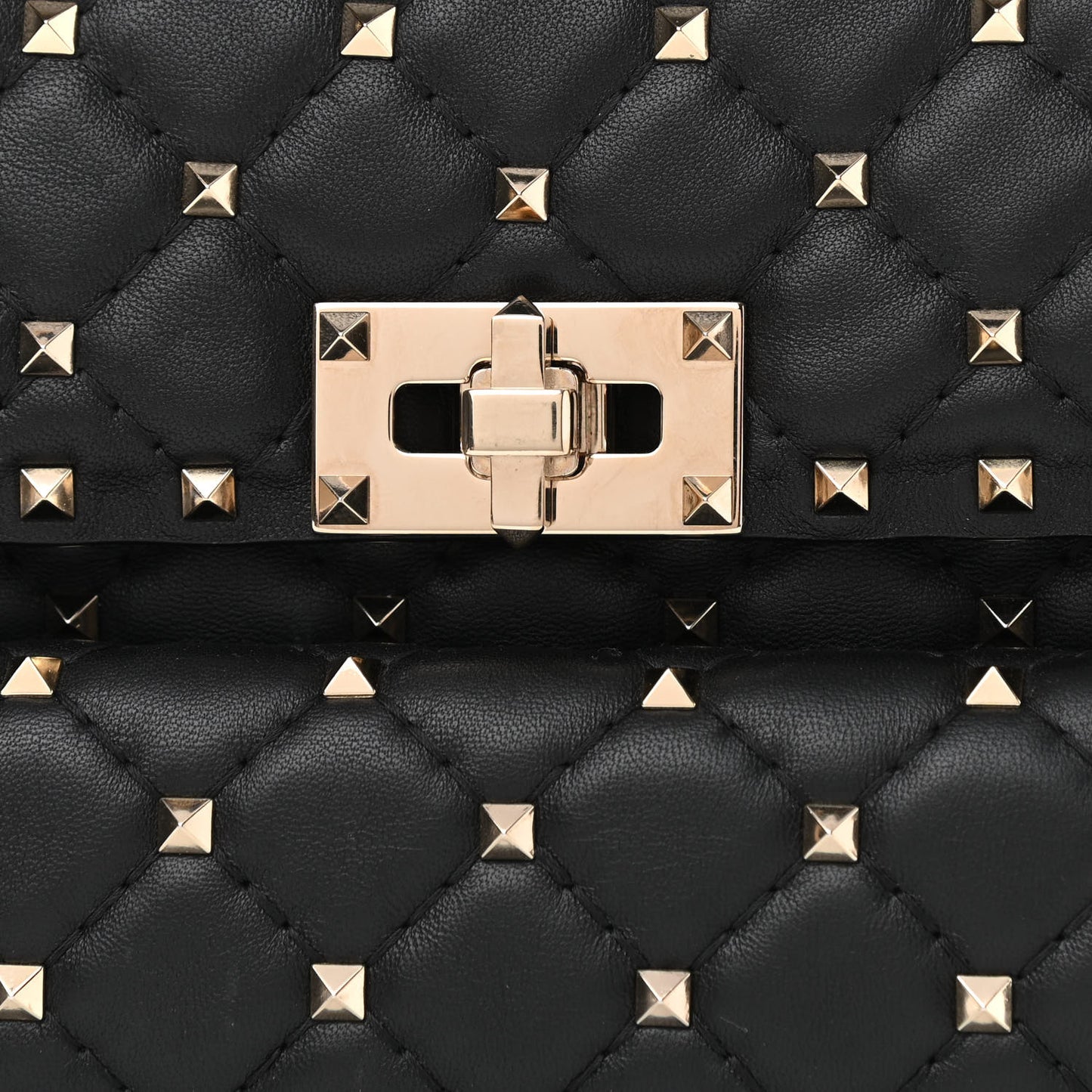 Lambskin Medium Rockstud Spike Shoulder Bag Black