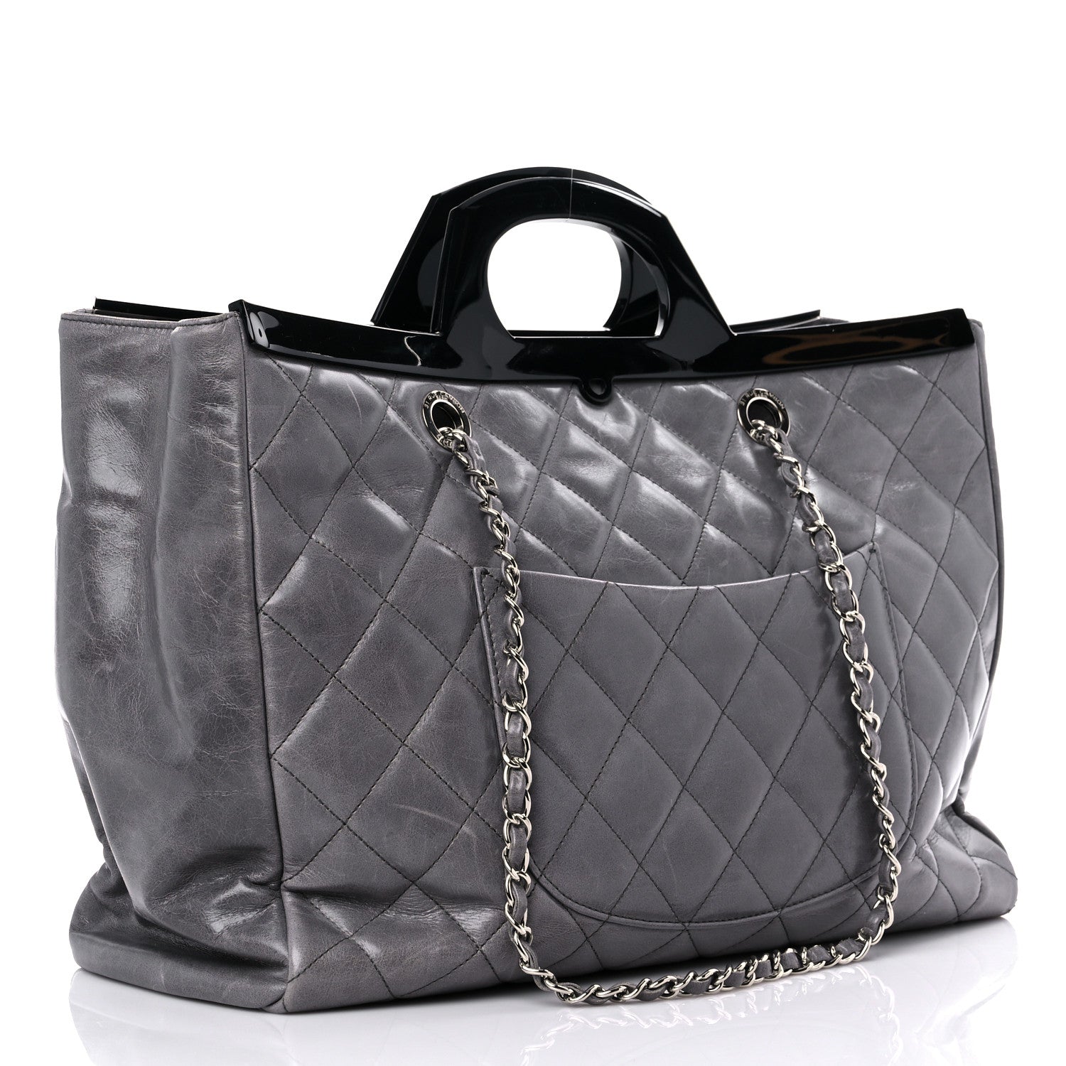 Chanel Glazed Calfskin Quilted Large CC Delivery Tote Grey 3 of 18