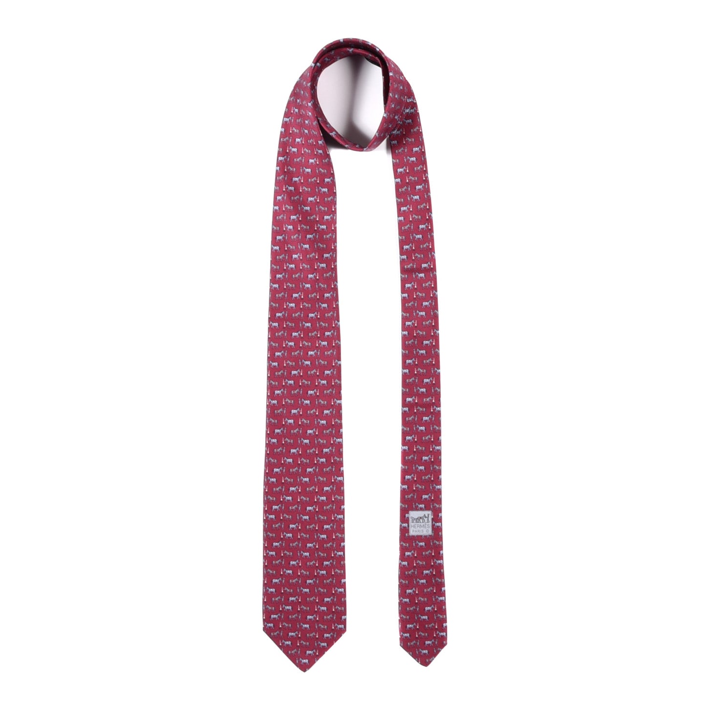 Silk Mens Horse Robot Neck Tie Lie De Vin Blue Gris