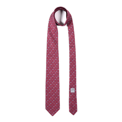 Hermes Silk Mens Horse Robot Neck Tie Lie De Vin Blue Gris 2 of 7