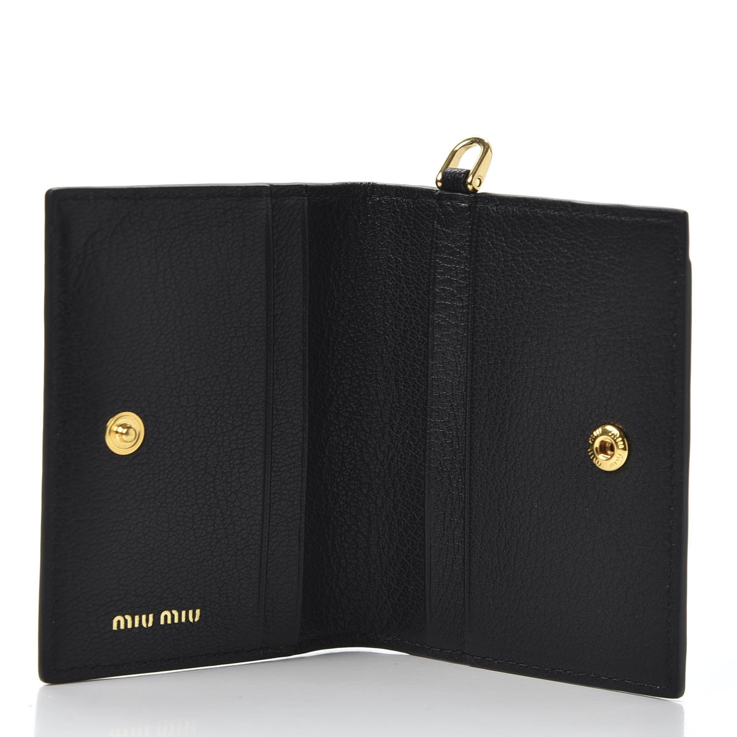 Miu Miu Goatskin Madras Card Holder Black 4 of 9